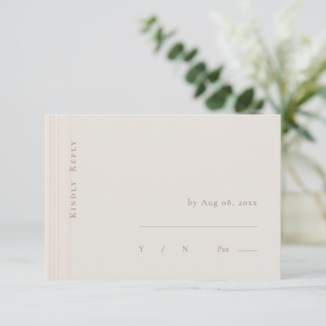 Champagne Gold Moderne Minimalistische Hochzeit RS Einladung (Stehend Vorderseite)