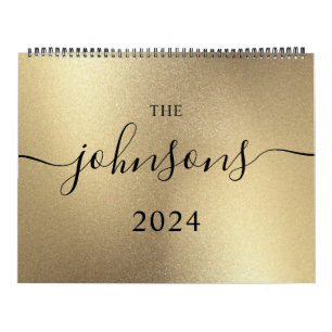 Champagne-Gold Moderne Schriftzug-Name-Foto Kalender