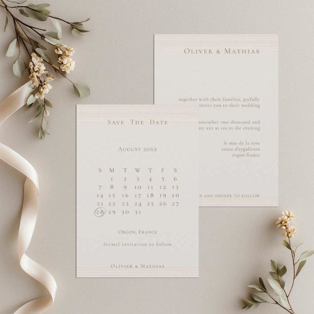 Champagne Gold Moderner Chic Kalender Save the Dat Date (Von Creator hochgeladen)