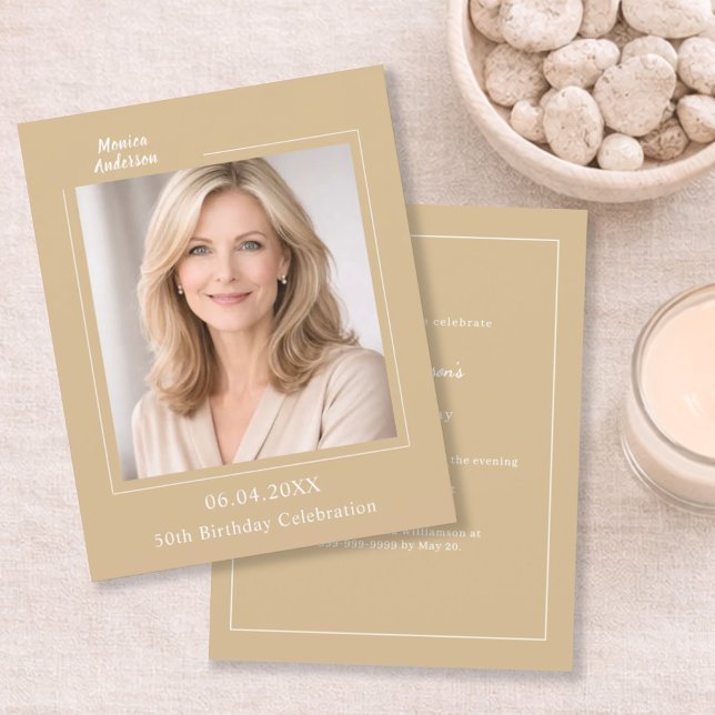 Champagne gold photo birthday invitation (Von Creator hochgeladen)