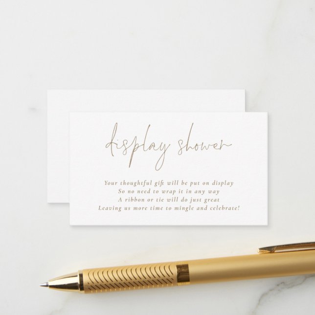 Champagne Gold Script Display Brautparty Begleitkarte (Vorderseite/Rückseite Beispiel)