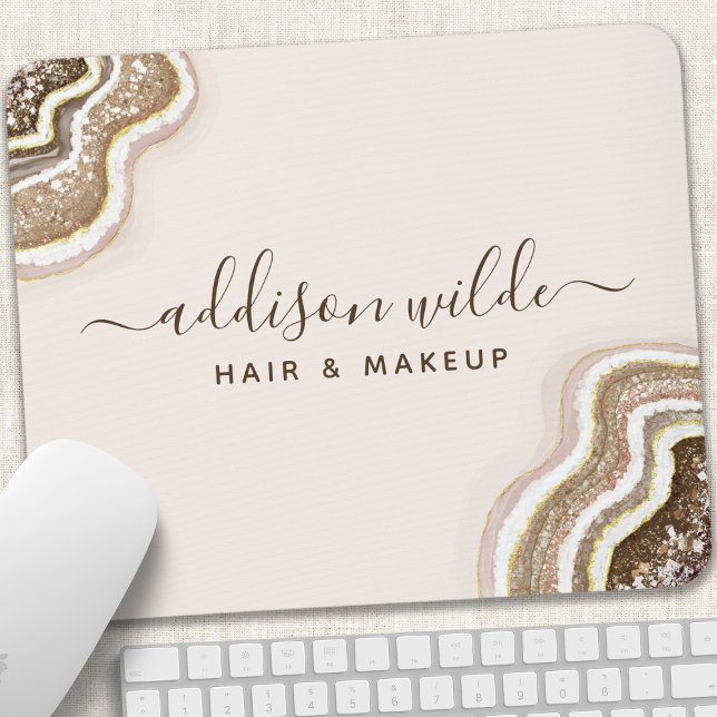 Champagne Gold Tan Brown Glitzer Agate Geode Mousepad (Von Creator hochgeladen)
