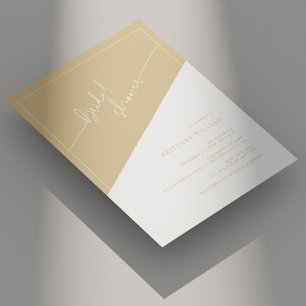 Champagne Gold und Ivory Geometrisches Brautparty Einladung