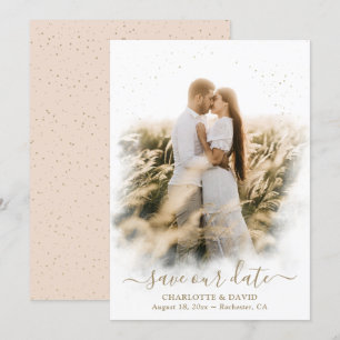 Champagne Gold Wedding Foto Rette unsere Date Card Save The Date