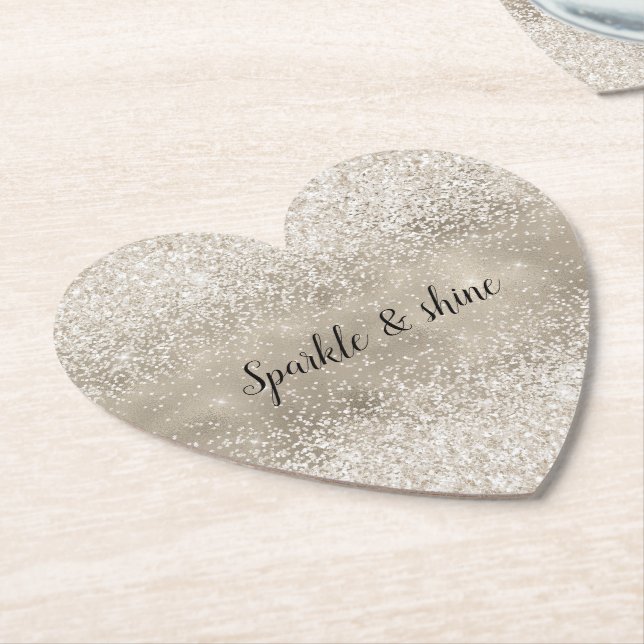 Champagne Gold White Glitzy Glitzer Untersetzer (angewinkelt)