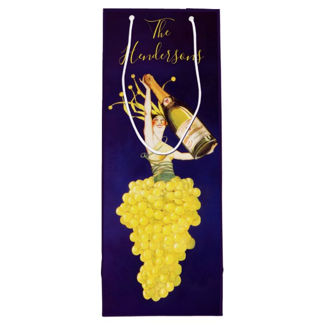 Champagne Grapes  Wine Gift Bag Geschenktüte Für Weinflaschen (Rückseite)