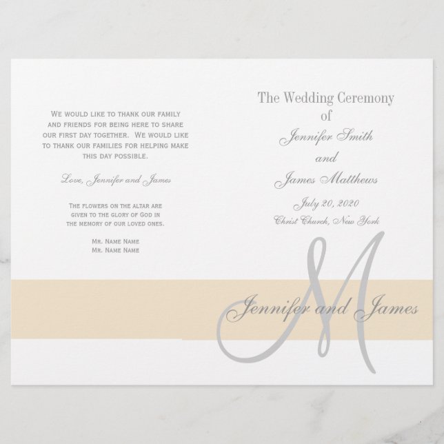 Champagne Gray Wedding | Monogramm (Vorderseite)