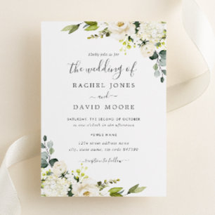 Champagne Green Watercolor Floral Wedding Einladung