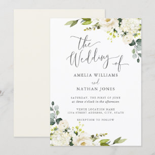 Champagne Green Watercolor Leaf Wedding Einladung