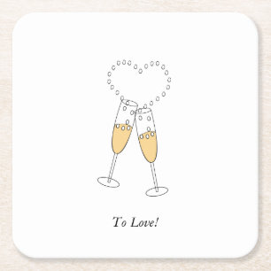Champagne Hearts Rechteckiger Pappuntersetzer