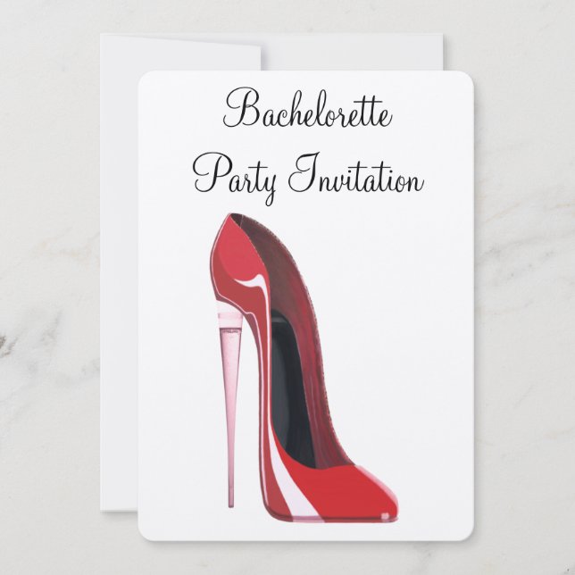 Champagne Heel Stiletto Bachelorette Einladung (Vorderseite)