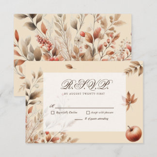 Champagne Herbst Ernte Hochzeit RSVP Botanisch Karte