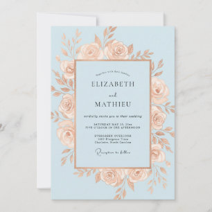 Champagne-Himmel-Kranz-Hochzeit Einladung