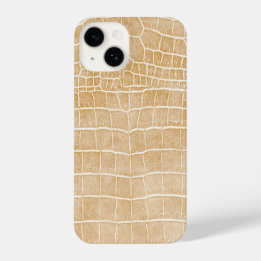 Champagne Imitate Crocodile Leather iPhone 14 Hülle