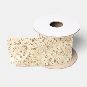 Champagne Imitate Glitzer Leopard Print Satinband