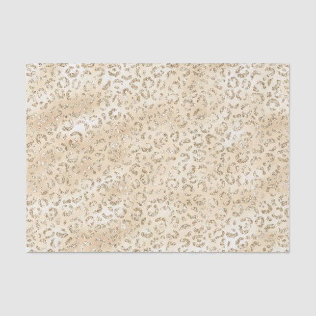 Champagne Imitate Glitzer Leopard Print Seidenpapier (Vorderseite)