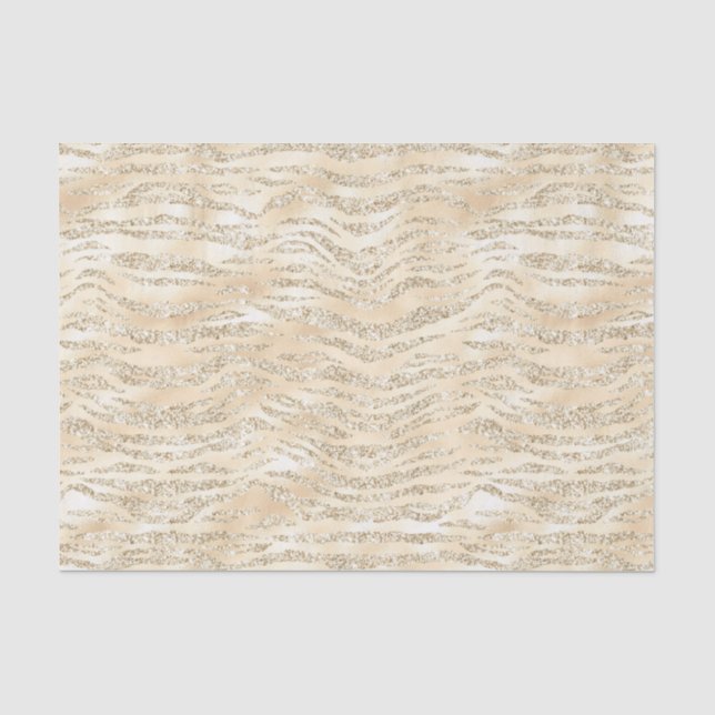Champagne Imitate Glitzer Zebra Stripes Seidenpapier (Vorderseite)