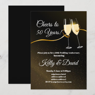 Champagne, invitation à l'anniversaire mariage