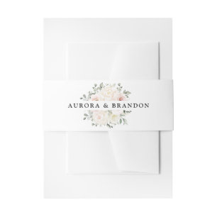 Champagne Ivory Blush Pink Blumengrün Hochzeit Einladungsbanderole
