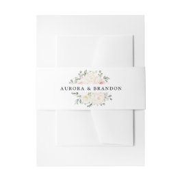 Champagne Ivory Blush Pink Blumengrün Hochzeit Einladungsbanderole