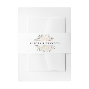 Champagne Ivory Blush Pink Blumengrün Hochzeit Einladungsbanderole