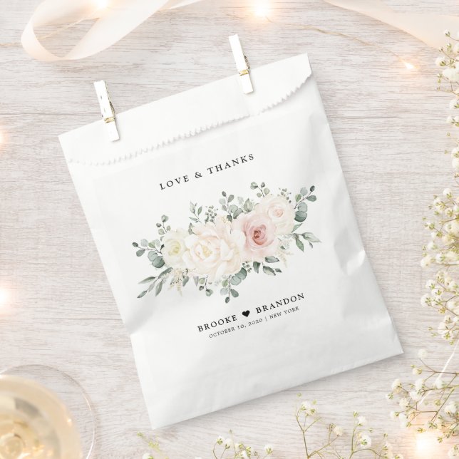 Champagne Ivory Blush Pink Blumengrün Hochzeit Geschenktütchen (Ausgeschnitten)