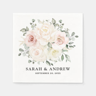 Champagne Ivory Blush Pink Blumengrün Hochzeit Serviette
