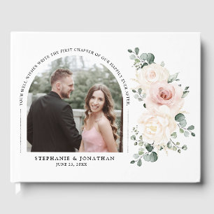 Champagne Ivory Blush Pink Blumenzwiebeln Foto Gästebuch