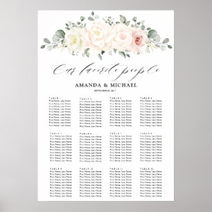 Champagne Ivory Blush Pink Gästekarte Poster