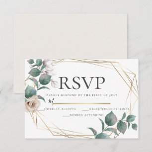 Champagne Ivory Peony Wedding RSVP Botanical Einladung