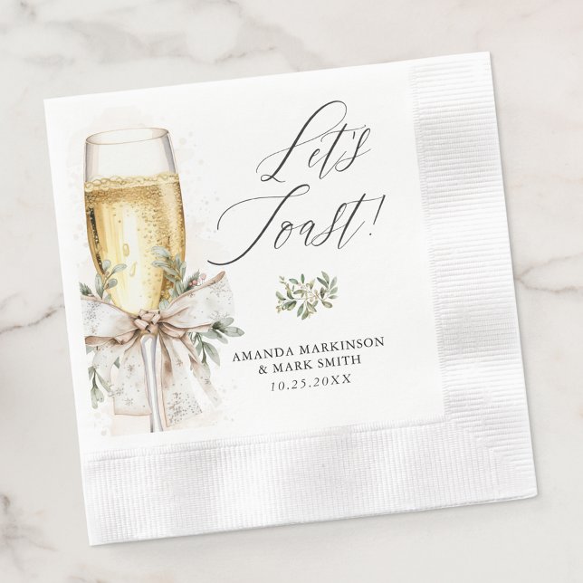 Champagne Let's Toast Winter Engagement Serviette (Von Creator hochgeladen)