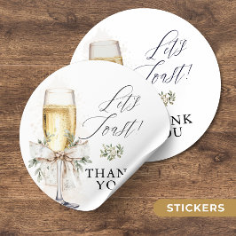 Champagne Let's Toast Winter Engagement Thank You Runder Aufkleber