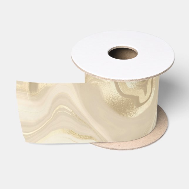 Champagne Light Brown Elegante Abstrakt Swirl Satinband (Spule)