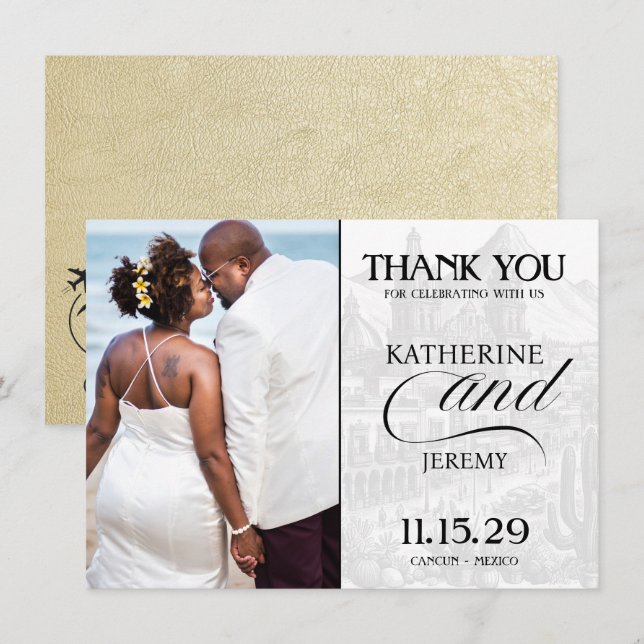 Champagne Mexico Passport Dankeskarte (Vorne/Hinten)