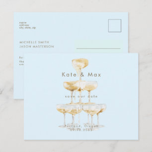 Champagne Moderne Eisblaue Hochzeit - Heiratet bal Postkarte