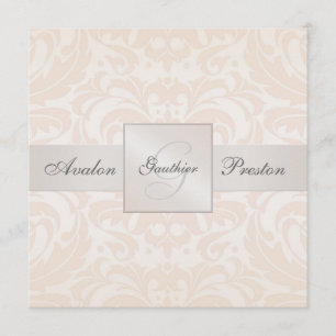 Champagne Monogram Damask Hochzeitseinladung Einladung