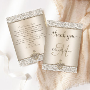 Champagne Monogram Lilie Wedding Dankeskarte