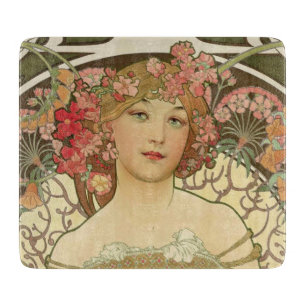 Champagne Mucha Small Rectangle Cutting Board Schneidebrett