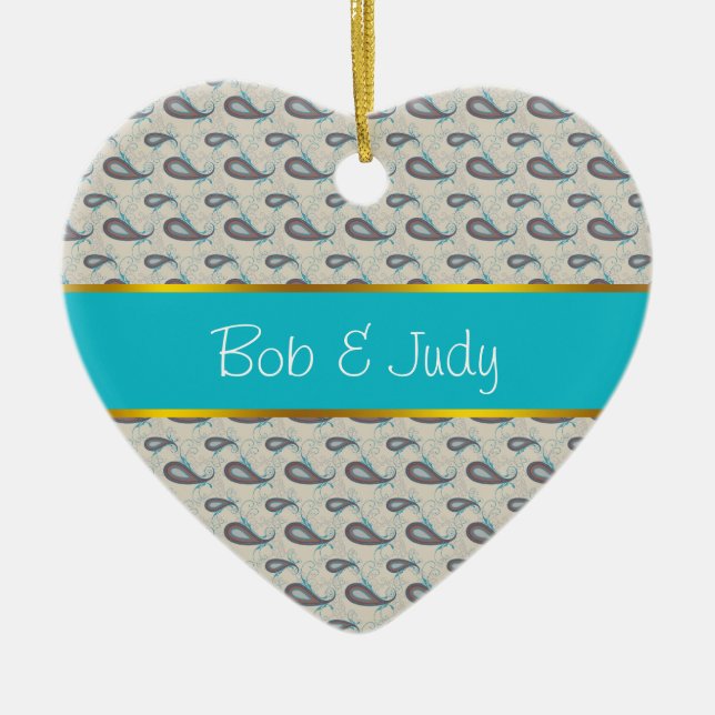 Champagne Paisley Pattern Keramik Ornament (Vorne)