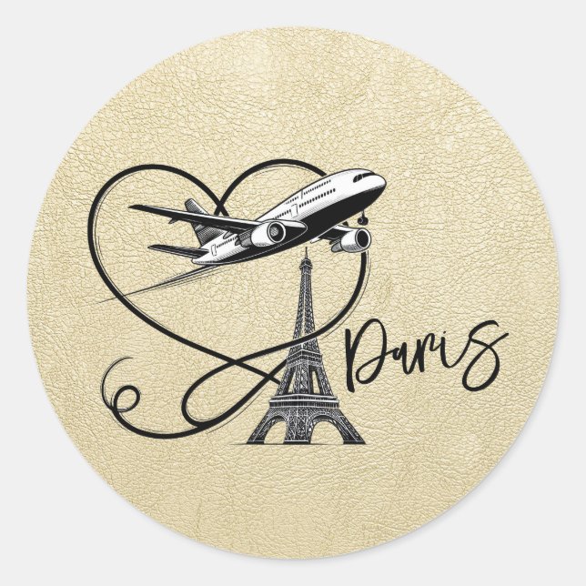 Champagne Paris Passport Runder Aufkleber (Vorderseite)