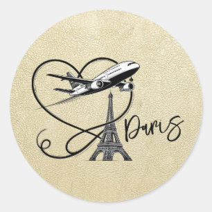 Champagne Paris Passport Runder Aufkleber