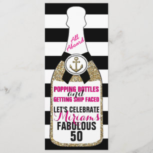 Champagne Parties scintillant nautique Invitation 
