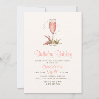 Champagne Peach Apricot Geburtstag Einladung
