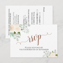 Champagne Peach Rose Elegant Boho Wedding RSVP Karte