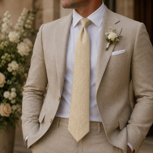 Champagne Pearl Botanical Jacquard Krawatte