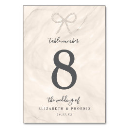 Champagne Pearl Bow Elegant Luxury Wedding Tischnummer