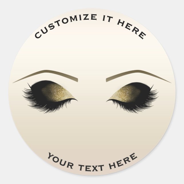 Champagne Pearl Shimmer Makeup Eyelashes Glam Runder Aufkleber (Vorderseite)