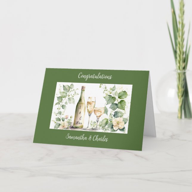 Champagne Personalisiert Wedding Grußkarte Karte (Vorderseite)