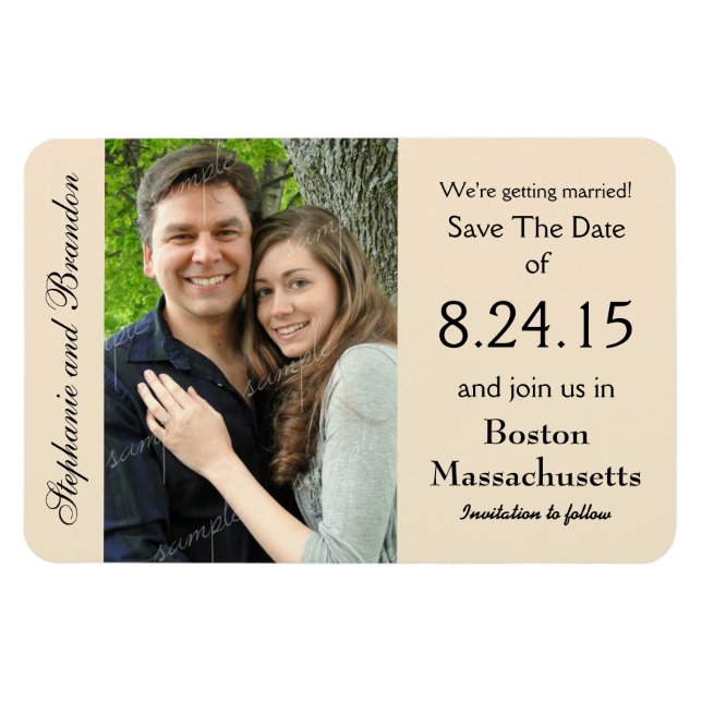 Champagne Photo Magnet Mariage Sauvez la date (Horizontal)