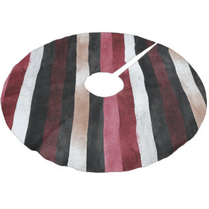 Champagne Pink Burgunder Schwarz Streifen Polyester Weihnachtsbaumdecke